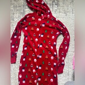 Winter holiday Christmas footless onsie family pajama with hood size S